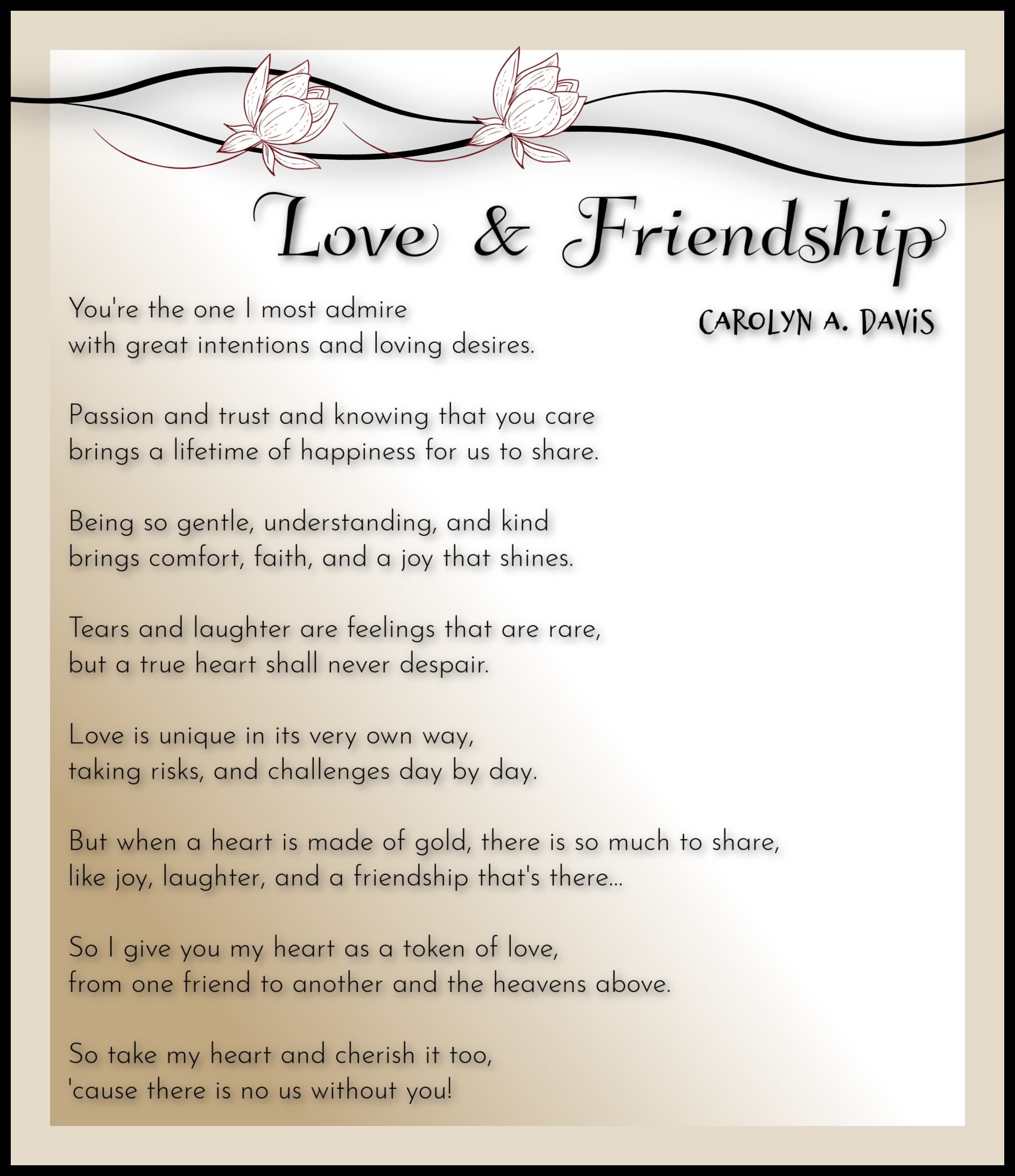 Love And Friendship Carolyn A Davis Friendship Poems