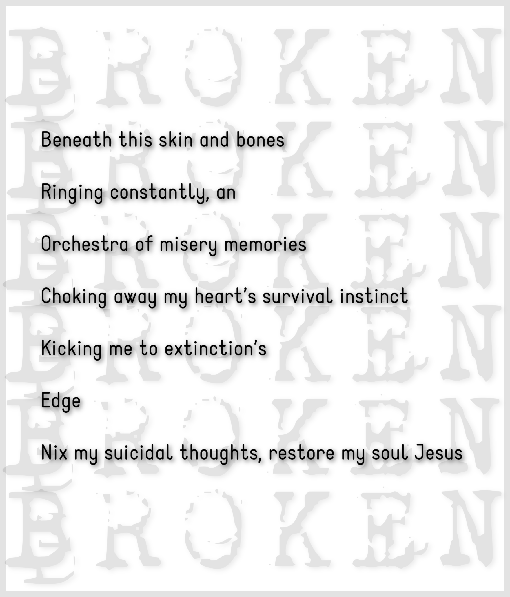 Broken-dnorman | Suicide Poems