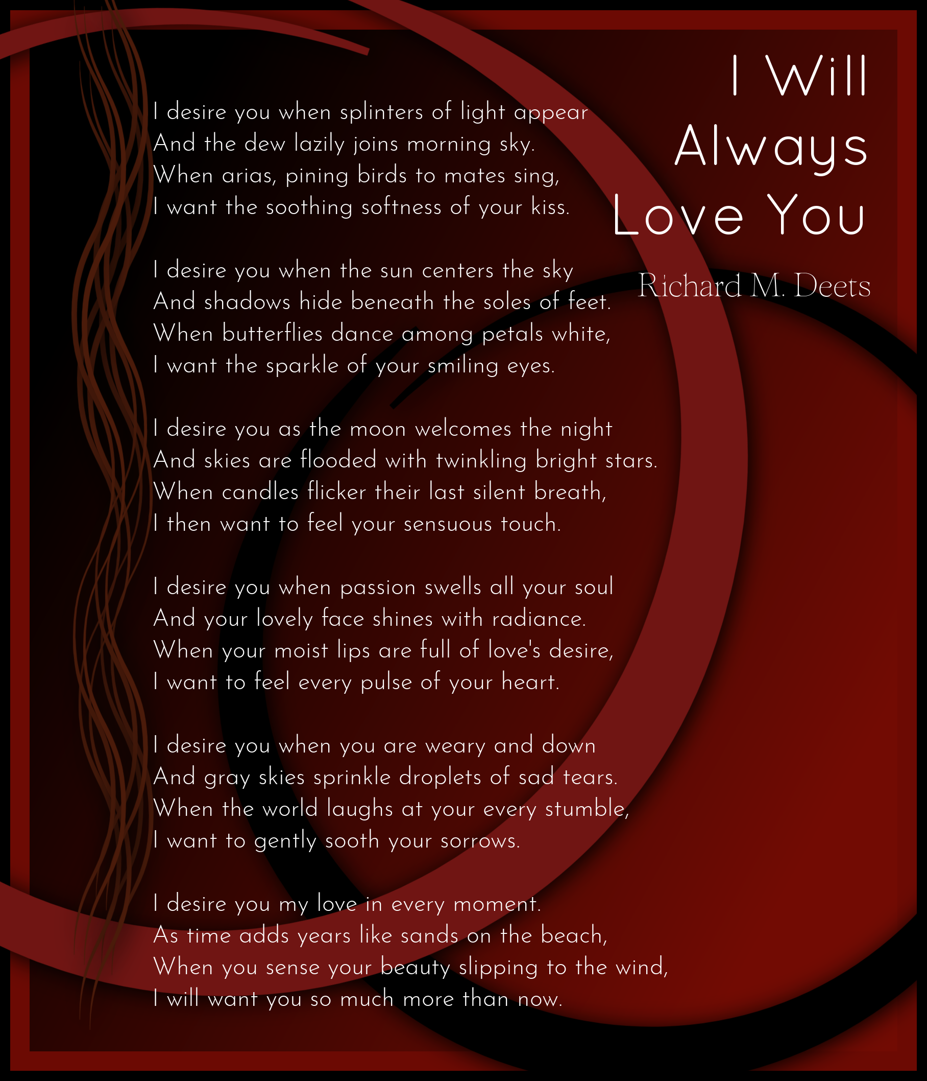 I Will Always Love You-Richard M. Deets | Love Poems