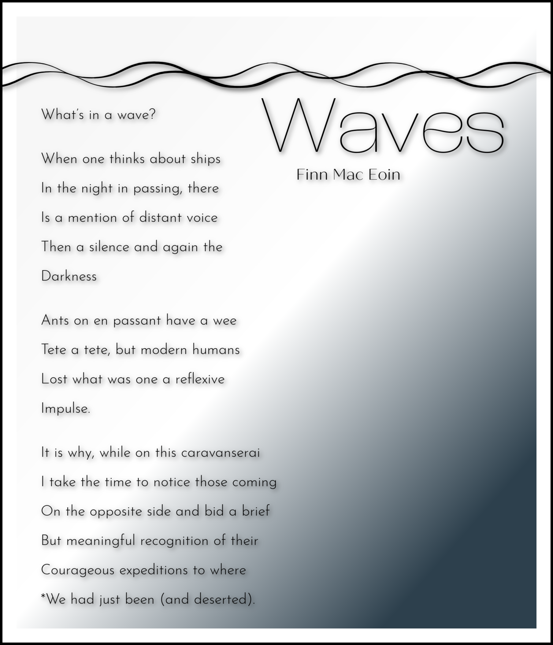 Waves-finn mac eoin | Poetry For All Seasons and Emotions